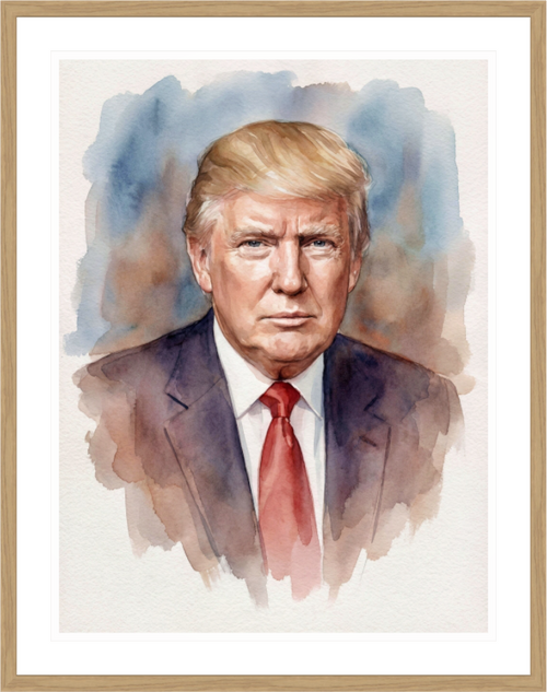 Main image Donald Trump Watercolor Portrait – Framed "Modern Leader" Art Print