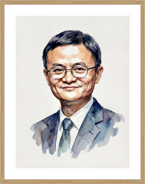 Main image Jack Ma Watercolor Portrait – Framed "Alibaba Visionary" Art Print