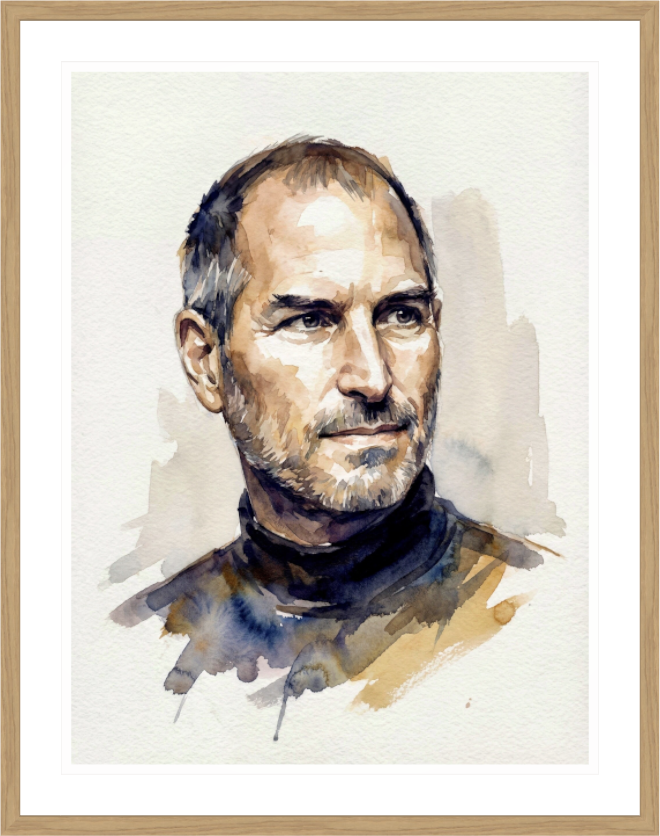 Main image Steve Jobs Watercolor Portrait – Framed "Innovator of the Digital Age" Art Print